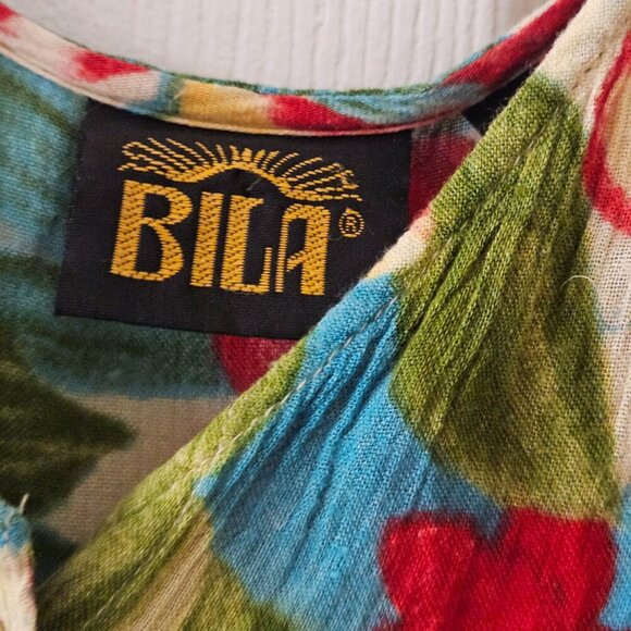 Bilia Floral Vibrant Colorful Fall Green Hot Pink midi pockets dress m - Picture 8 of 10